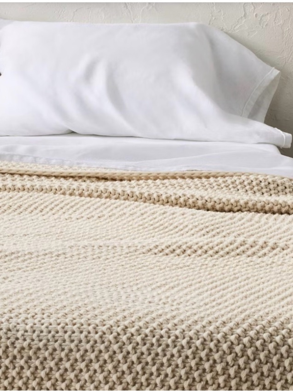 Full/Queen Chunky Knit Bed Blanket Natural - Casaluna, Machine Washable
